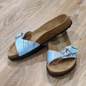 💙🩵Betula by Birkenstock Women's Blue & Brown Slide Sandals size 6 (Men's 4)💙